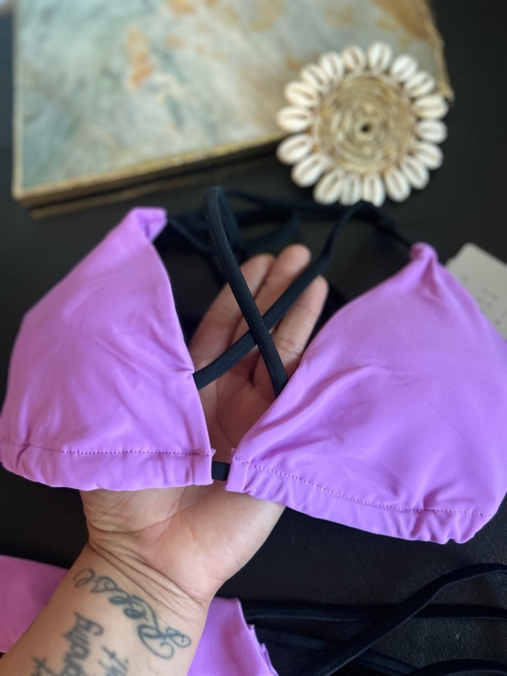 Yira vibrant purple black 2 piece bikini size Medium - Picture 3 of 7